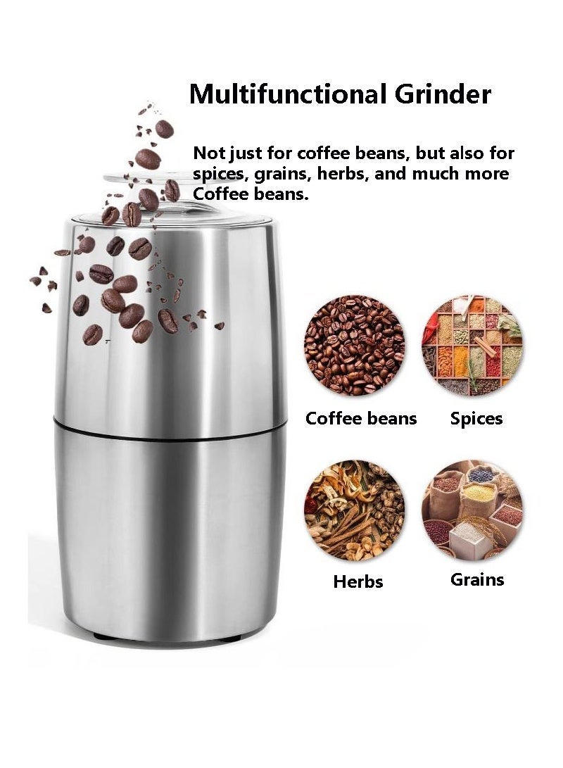 ET-LIFE 200W 60g Coffee Grinder, Stainless Steel, for Finer and Controlled Output, Makes Food Preparation Quick and Easy CG-0523 Silver - Image 1